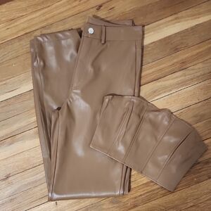 Solado Brown Faux Leather Straight Leg Pants XS NWT Vegan Leather